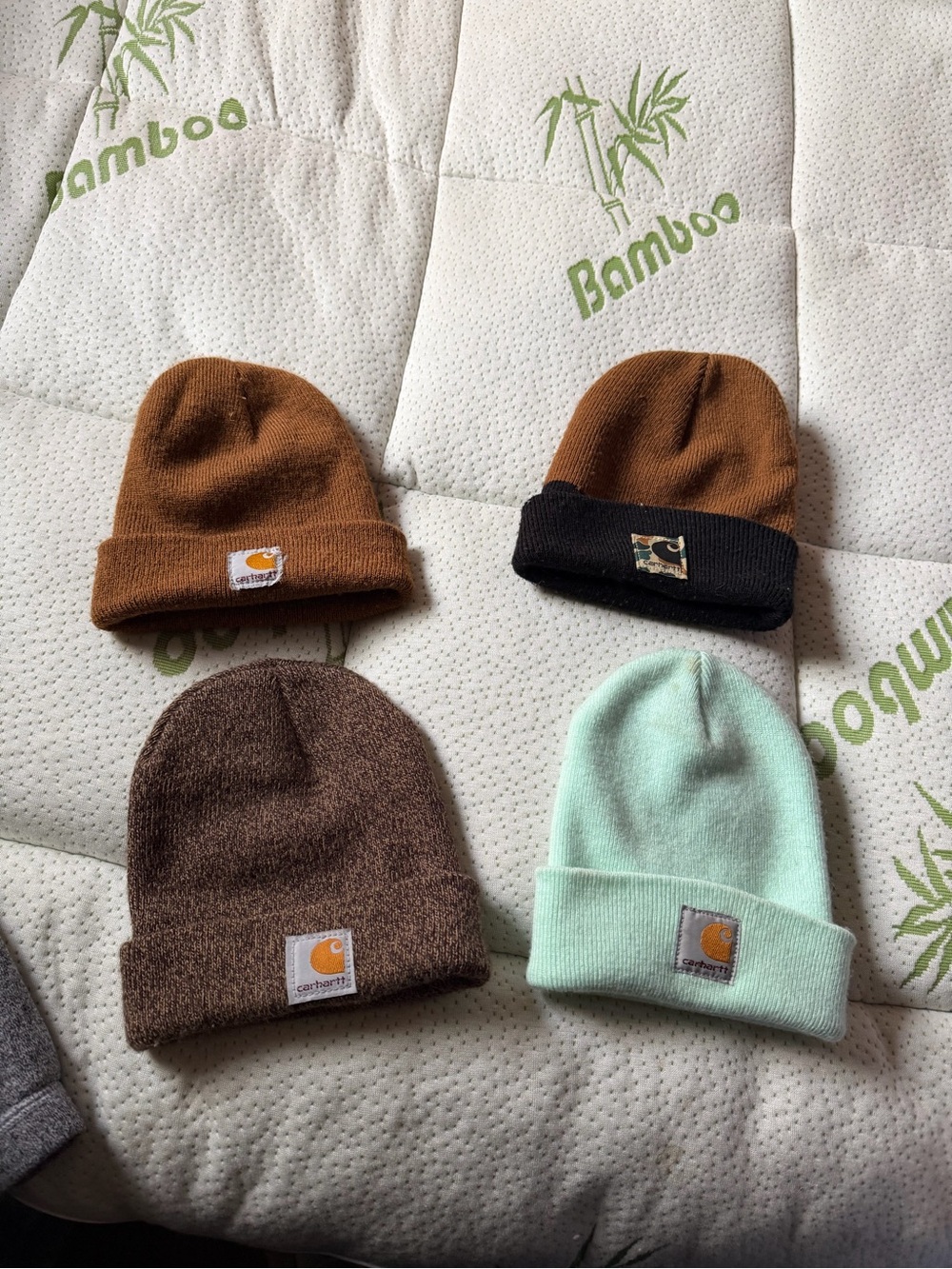 Carhartt Kids Beanies bundle in Brown, Dark Brown, Tan, Mint